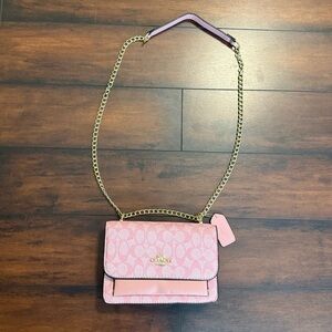 Coach Mini Klare Pink Monogram Chain Crossbody Shoulder Bag